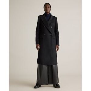 Quince Women Italian Wool Double-Breasted Coat Black Outerwear M